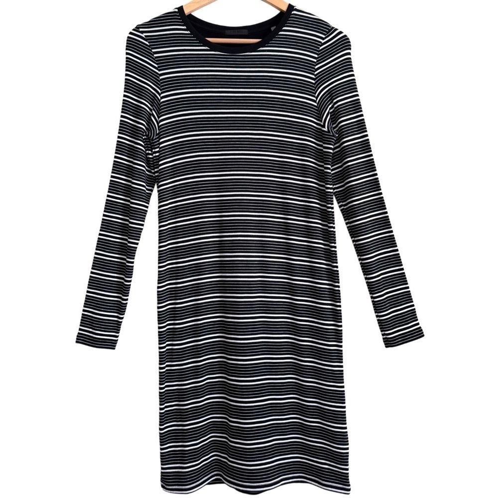 ATM Supersoft Stretchy Lightweight Minimalist Striped Casual T-Shirt Dress Sz L